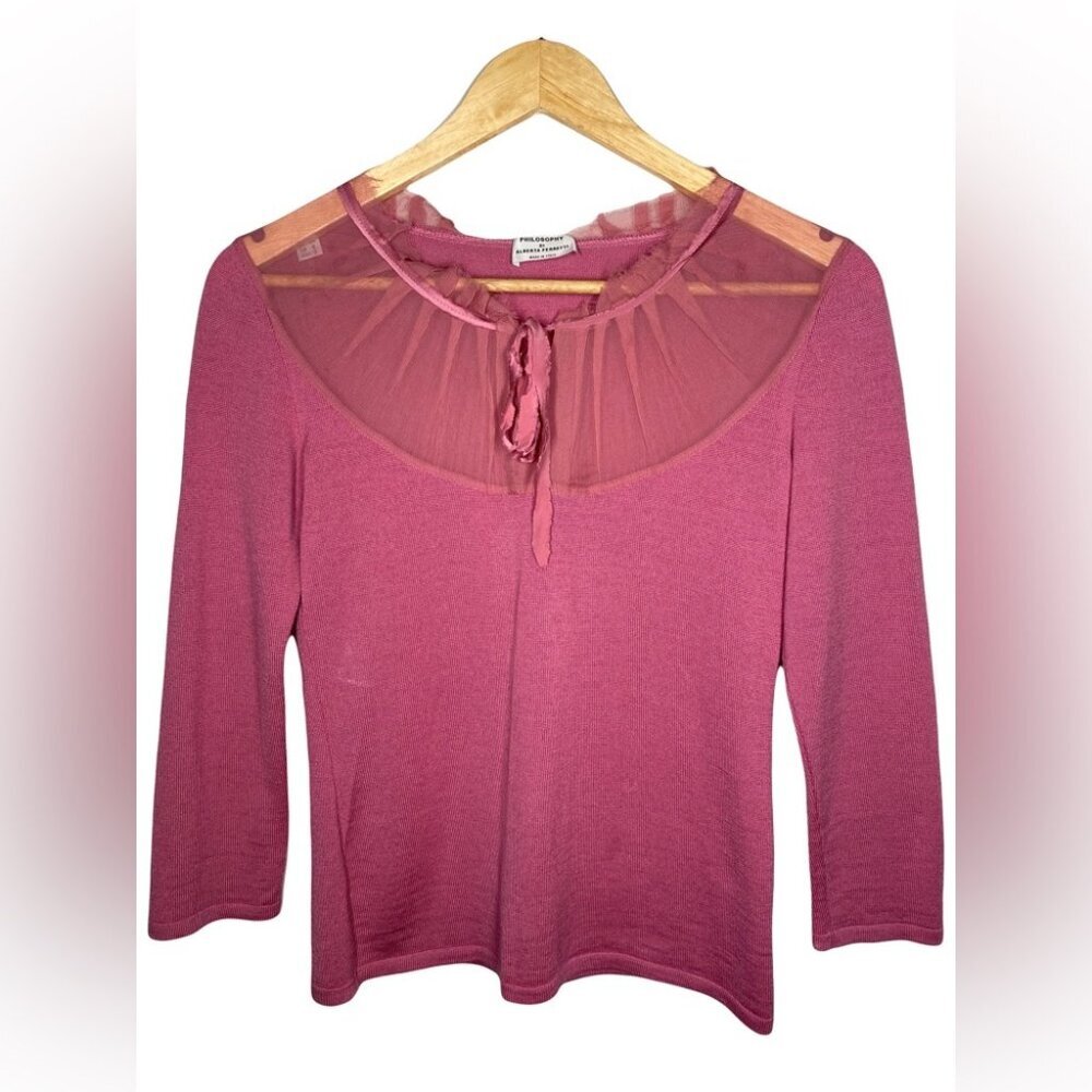Philosophy Di Alberta Ferretti Made in Italy Front Bow Blouse